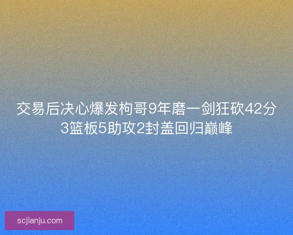 交易后决心爆发枸哥9年磨一剑狂砍42分3篮板5助攻2封盖回归巅峰